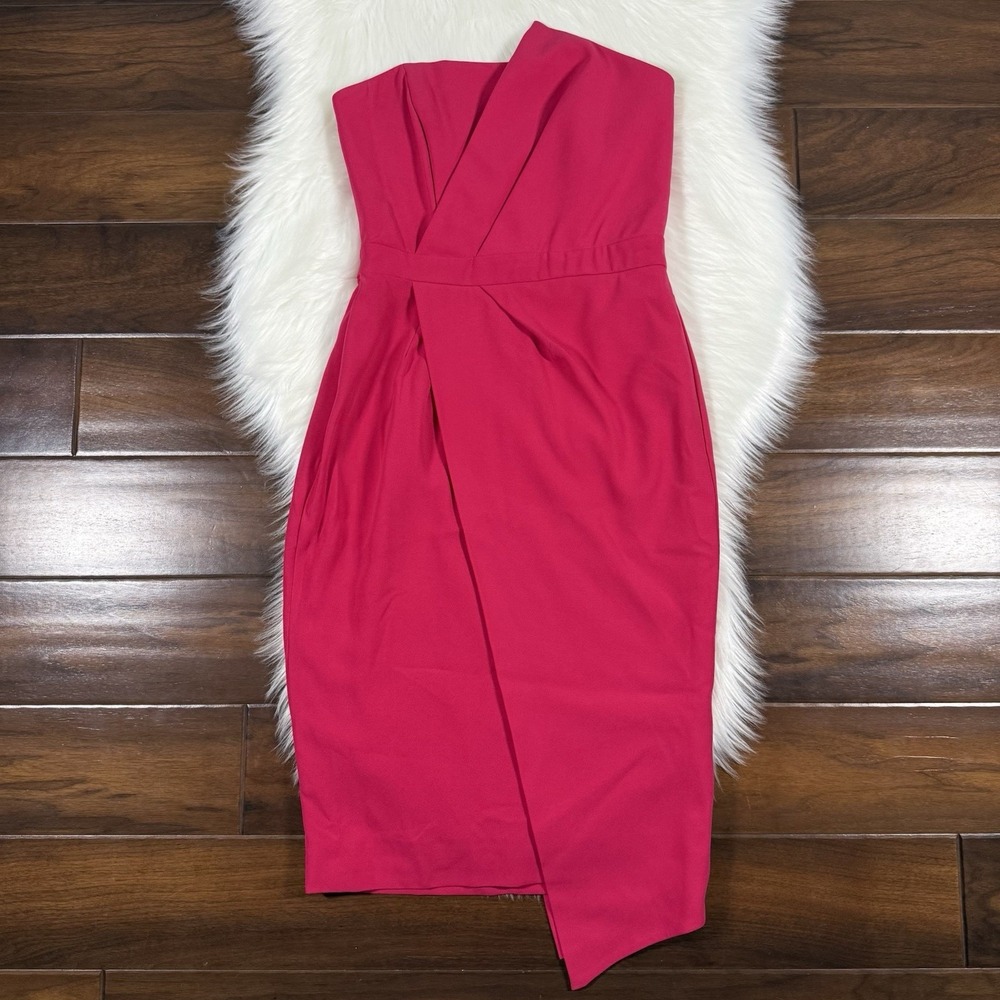 Alieva Aliava Size Medium Fuchsia Pink Eliana Crepe Corset Strapless Dress‎